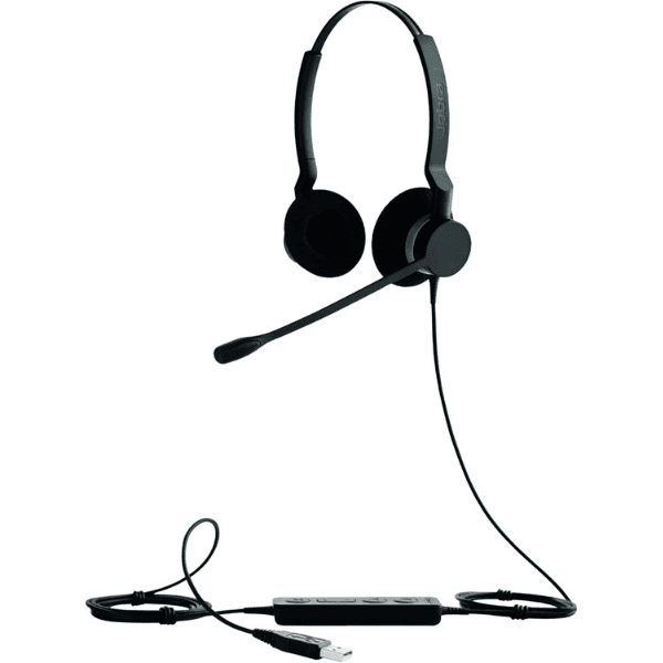 Jabra Biz 2300 USB-A MS On-Ear Stereo Headset - Noise-Cancelling, Skype Certified