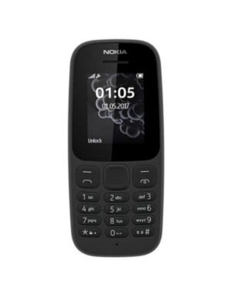 Nokia 105 Single SIM Feature Phone with Long Battery Life - Black