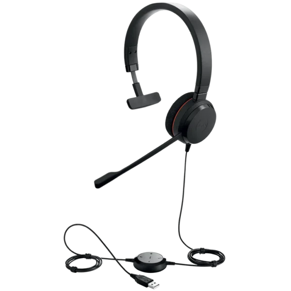 Jabra Evolve 20 MS Mono USB Headband - Noise Cancelling, Mute Button, Volume Control