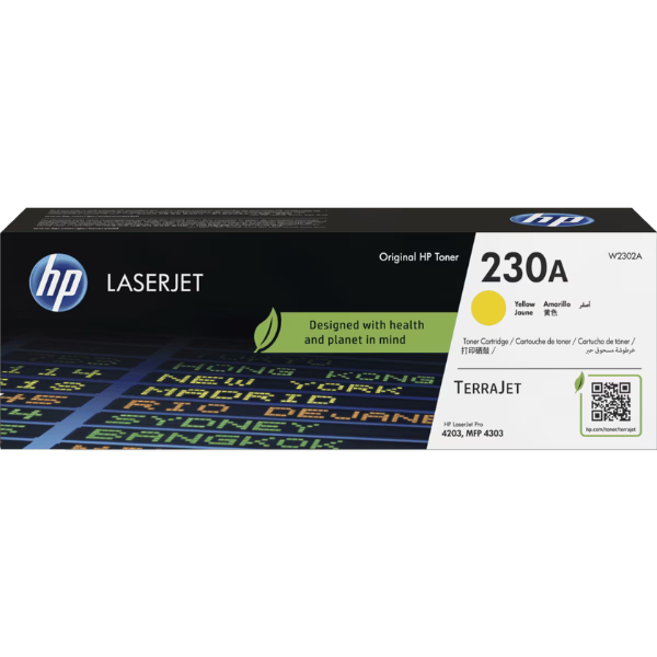 HP 230A Yellow LaserJet Toner Cartridge – TerraJet Technology, 1800‑Page Yield, W2302A