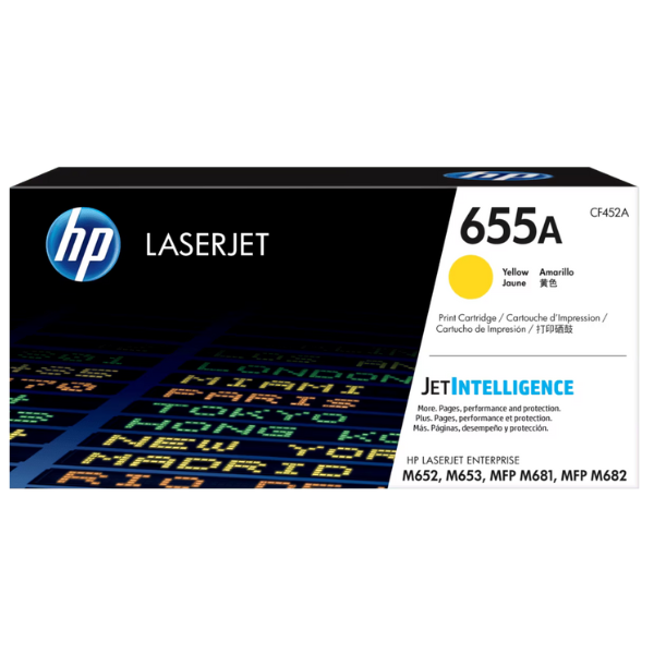 HP 655A Yellow Original LaserJet Toner Cartridge CF452A – 10,500‑Page Yield, JetIntelligence Colour Performance